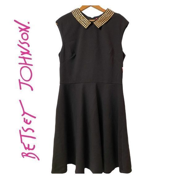 NWT: Betsey Johnson Peter Pan Sequin Collar dress 14R - Picture 1 of 11